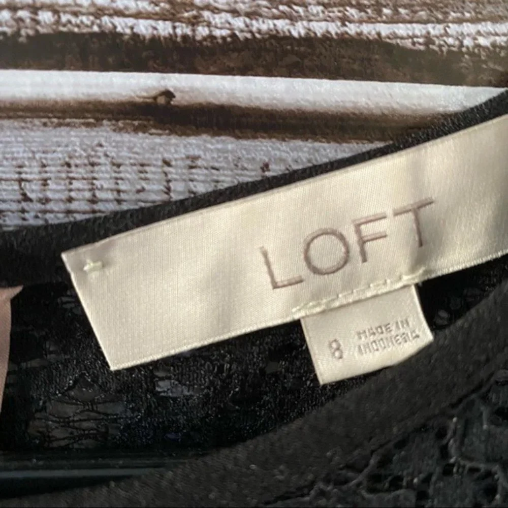 LOFT Cold-Shouldered Black Lace Lined‎ Dress Size 8
